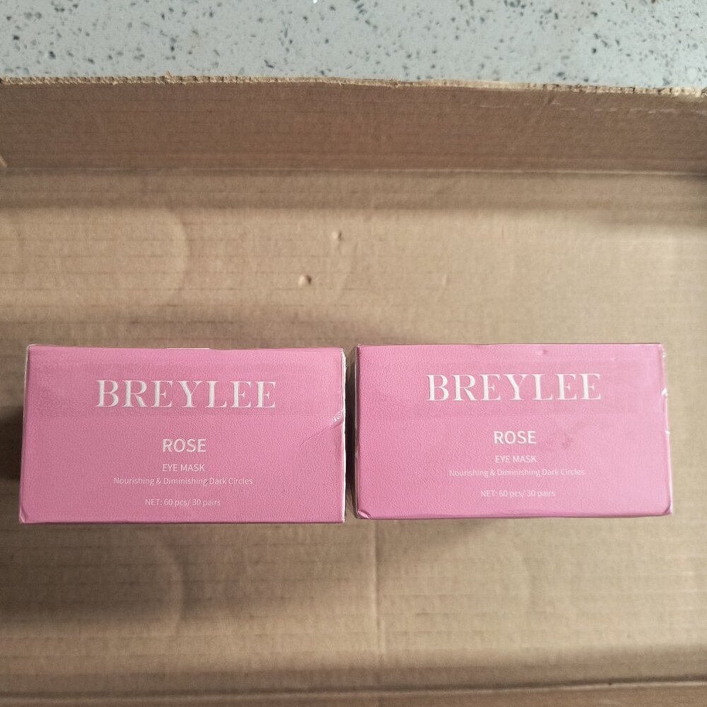 Lot Of (2) BREYLEE Pink Rose Eye Mask- 60pcs - Puffy Eyes/Dark Circles NEW